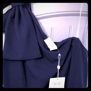 Spring one-shoulder navy dress